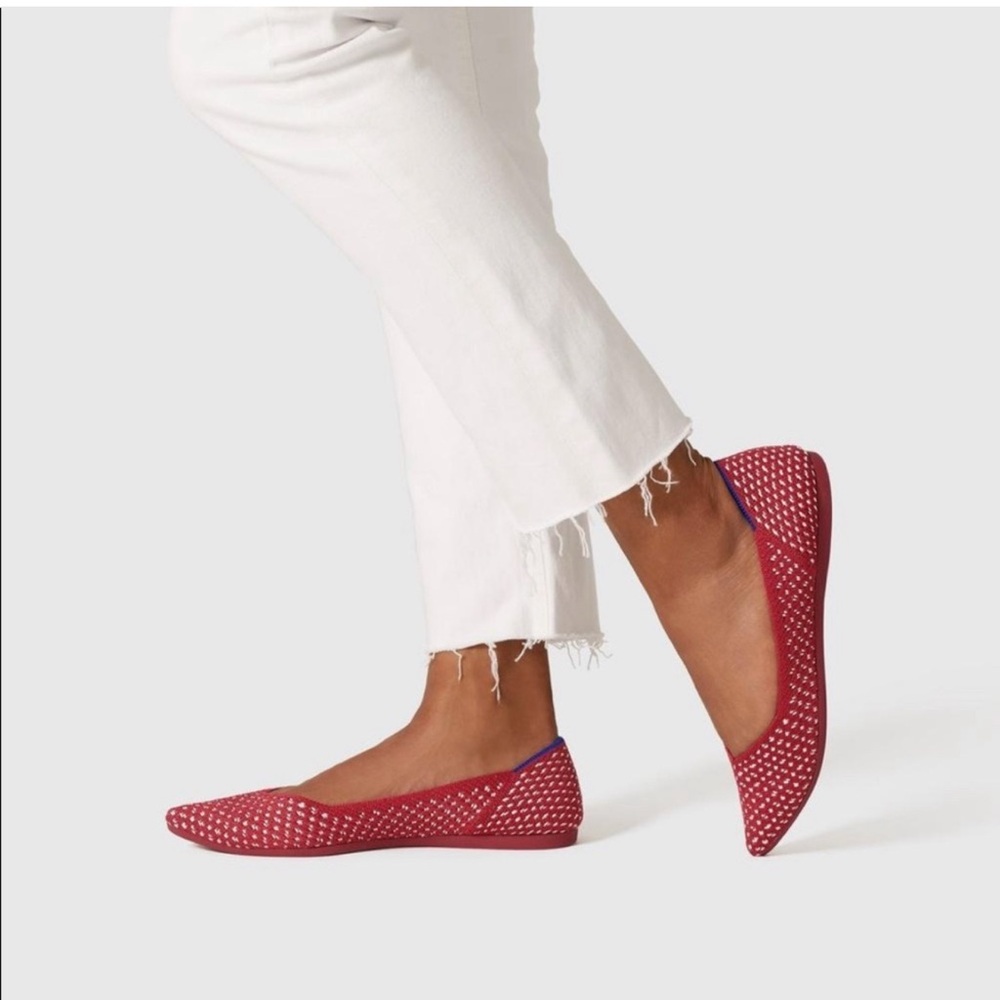Rothy’s The Point Flat. Size 8. Red and White